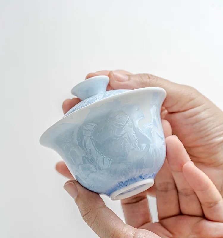 Blue Ice Crystal Gaiwan - Crystallized Glazed Ceramic 100ml