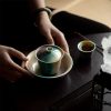 Wucai Kiln-Glazed Tea Tray & Gaiwan