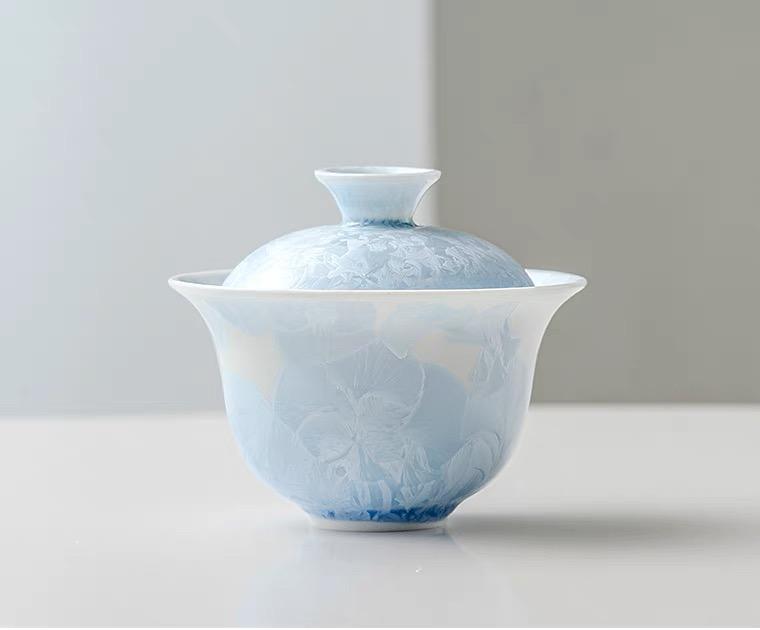 Blue Ice Crystal Gaiwan - Crystallized Glazed Ceramic 100ml