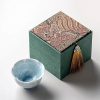 Glacial Blue Tea Cup - Flower Shape Crystallized Glazed Ceramic 80ml