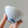 Glacial Blue Small Tea Cup - Flower Shape Crystallized Glazed Ceramic