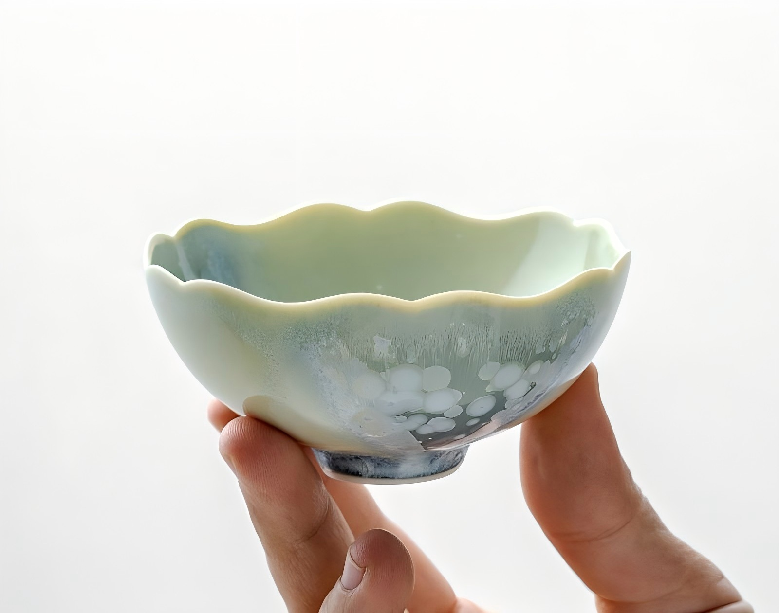 Ocean Bloom Flower Tea Cup - Crystallized Glazed Ceramic