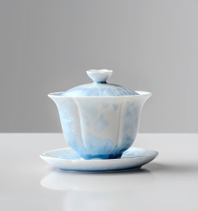 Blue Ice Crystal Flower Gaiwan – Crystallized Glazed Ceramic 150ml