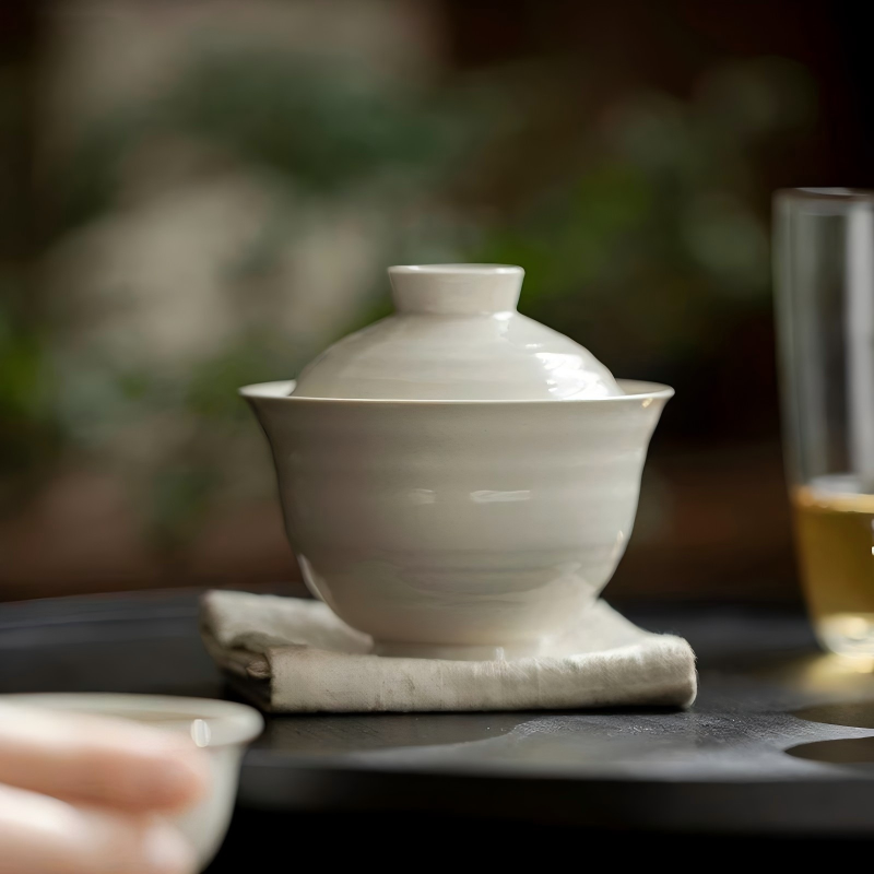 Grass & Wood Ash Handmade Swirl Gaiwan