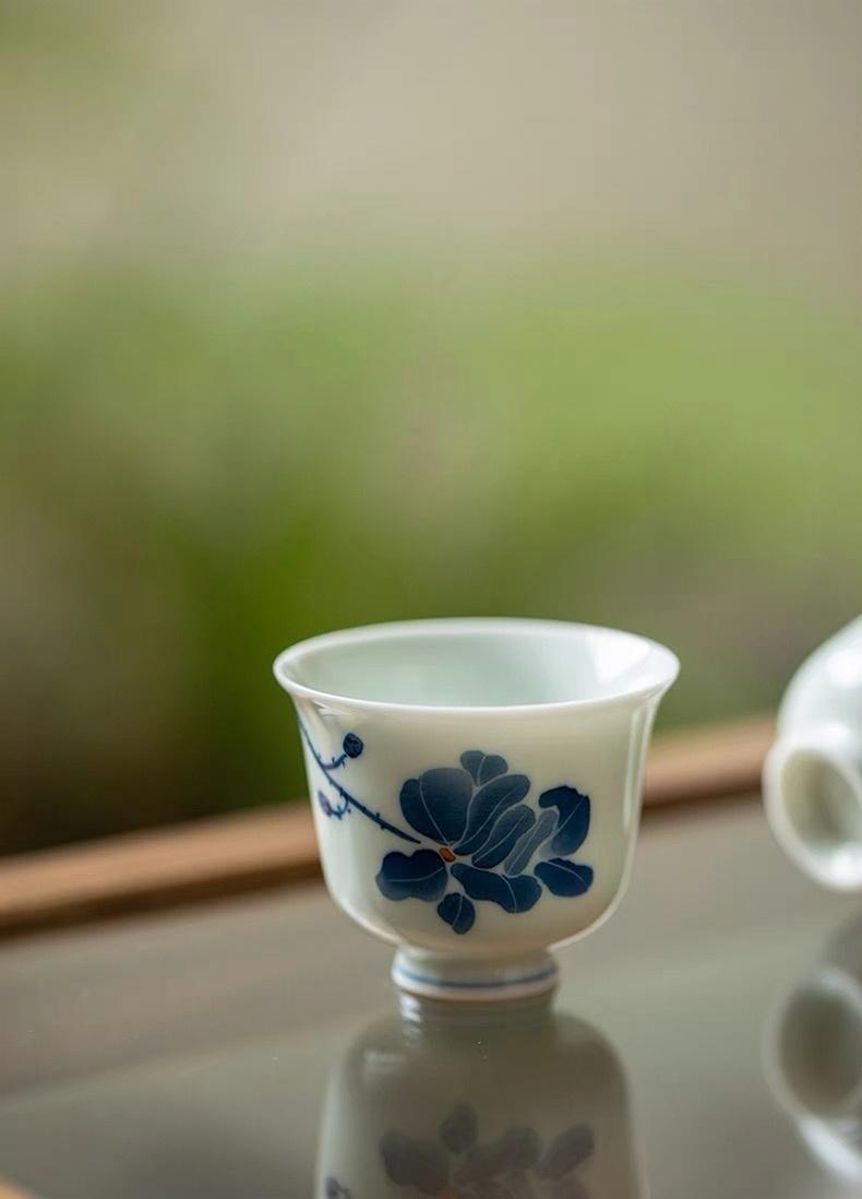 Hand-Painted Blue Magnolia Tea Cup-2