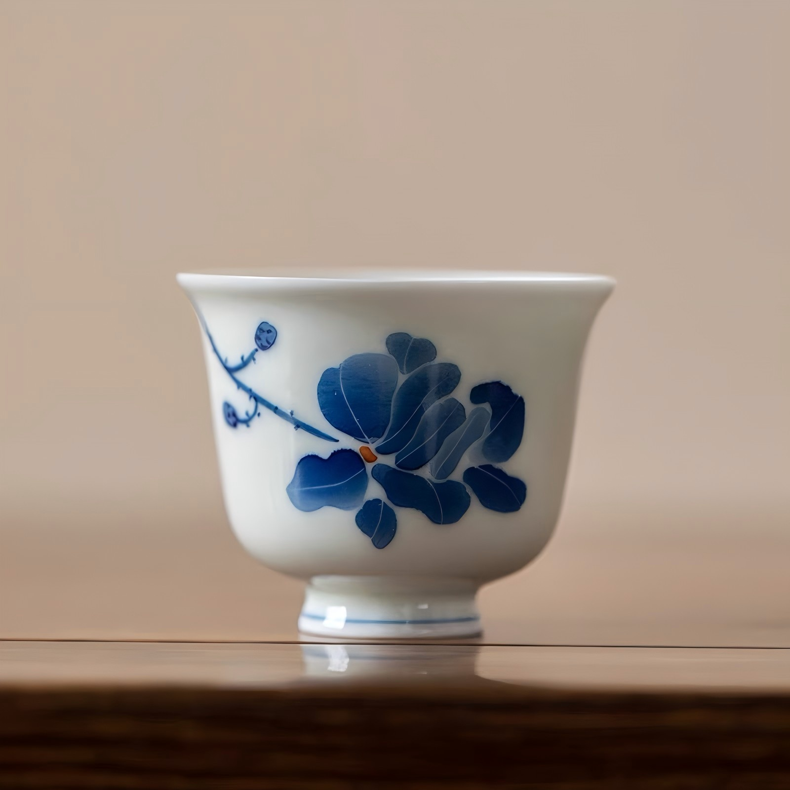 Hand-Painted Blue Magnolia Tea Cup