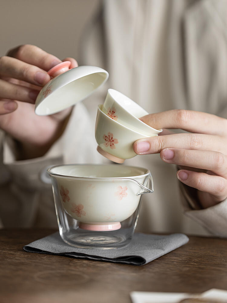 Hand-painted Cherry Blossom Travel Tea Set-6