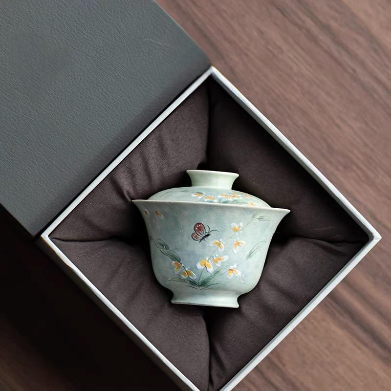 Hand-painted Wen Xin Orchid Gaiwan-4