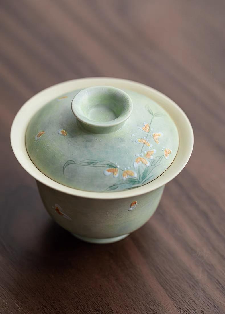 Hand-painted Wen Xin Orchid Gaiwan-5